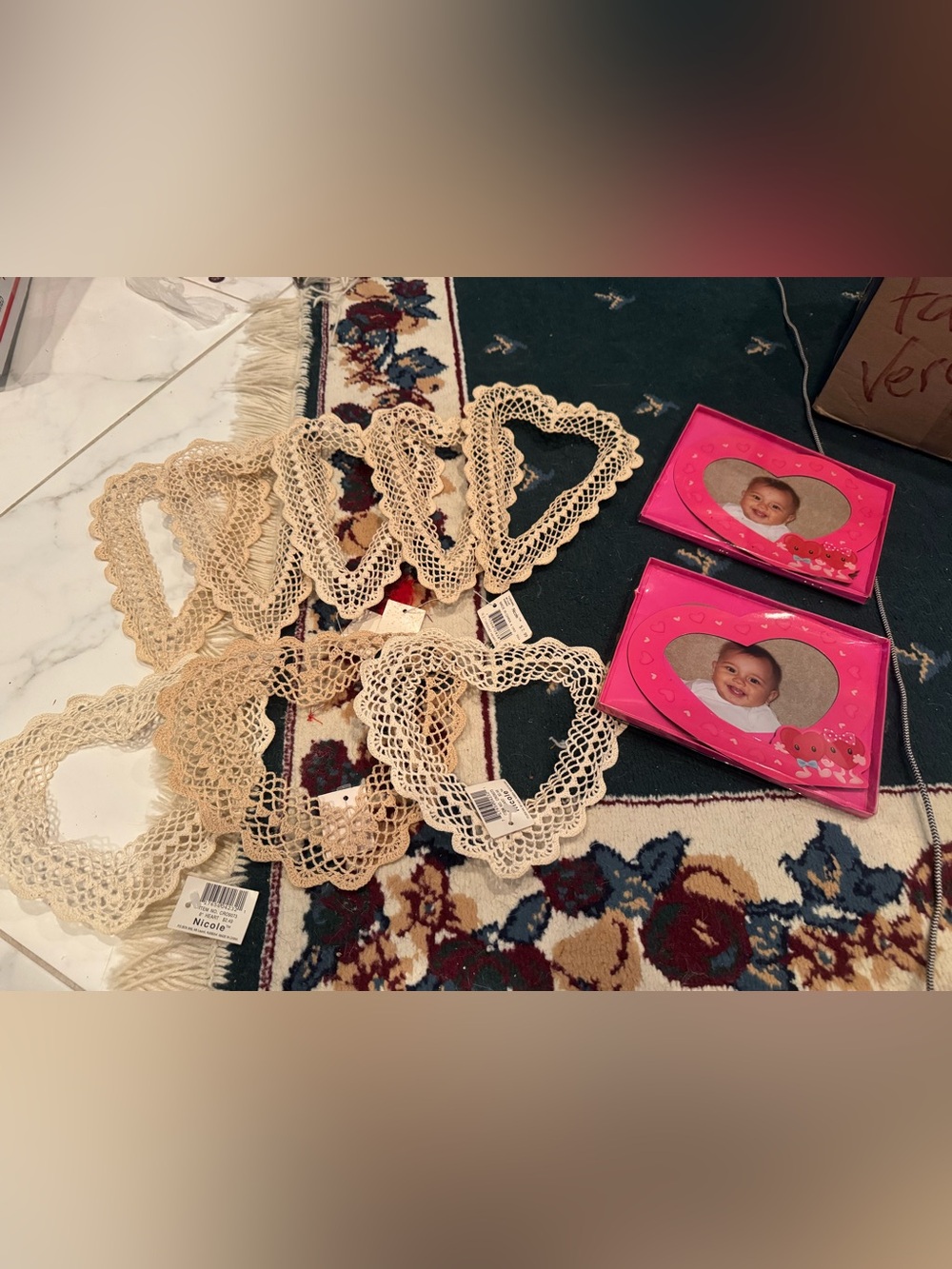 Handmade Crochet Heart Doilies - Cream